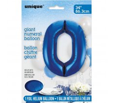 Blue Number 0 Shaped Foil Balloon 34"