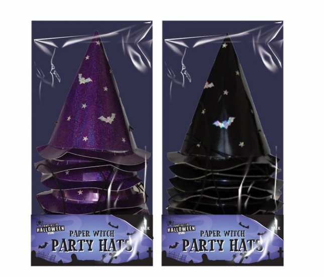 Paper Witch Party Hats 8 Pack - Click Image to Close