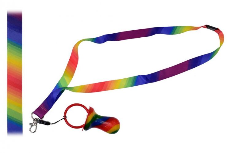 Rainbow Lanyard With Rock Dummy - Click Image to Close