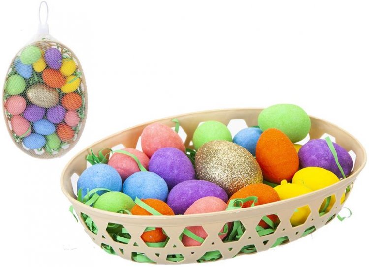 21Pc Golden Egg Hunt Set In Basket - Click Image to Close