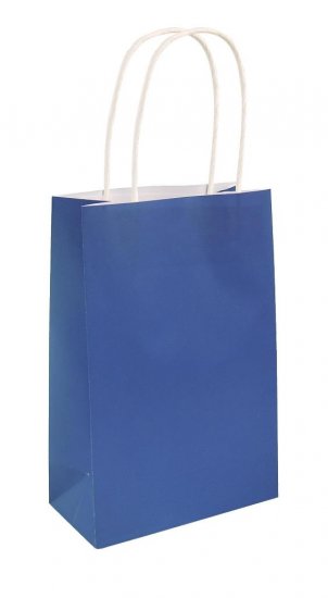 Royal Blue Paper Party Bag With Handles 14cm X 21 cm X 7cm - Click Image to Close