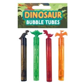 Dinosaur Bubble Tubes 11cm 4 Pack - Click Image to Close