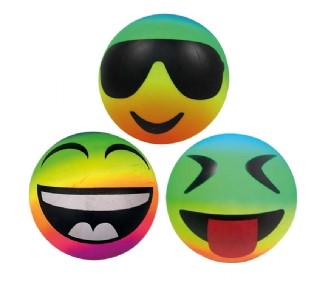 Neon Smiley Face PVC Ball 9" - Click Image to Close