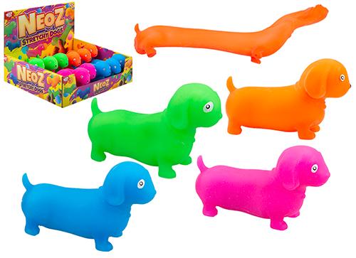 Stretchy 9cm Happy Neon Sausage Dog ( Assorted Colours ) - Click Image to Close