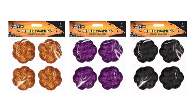 Glitter Pumpkins 4 Pack - Click Image to Close