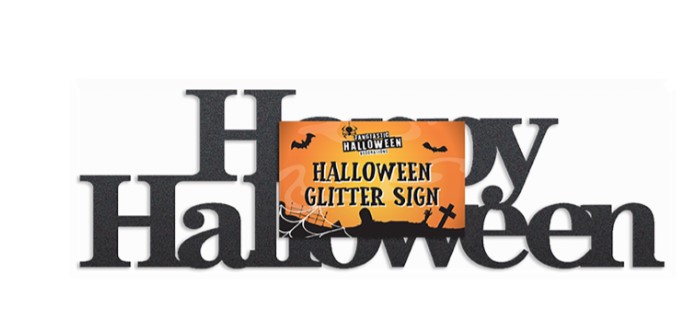 Happy Halloween Black Glitter Sign - Click Image to Close