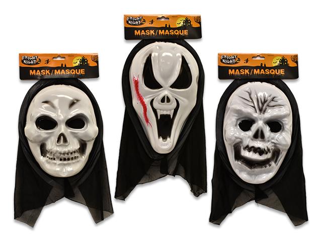 PVC Scary Mask with Shroud.3 Assorted - Click Image to Close