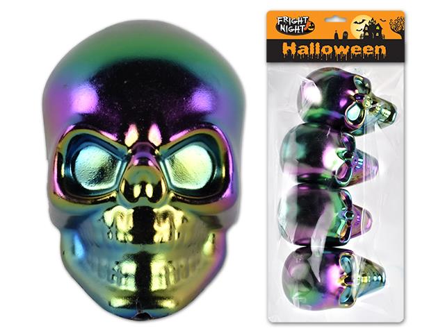 4 Pack Halloween Electroplated Skull Tabletop Decoration - Click Image to Close