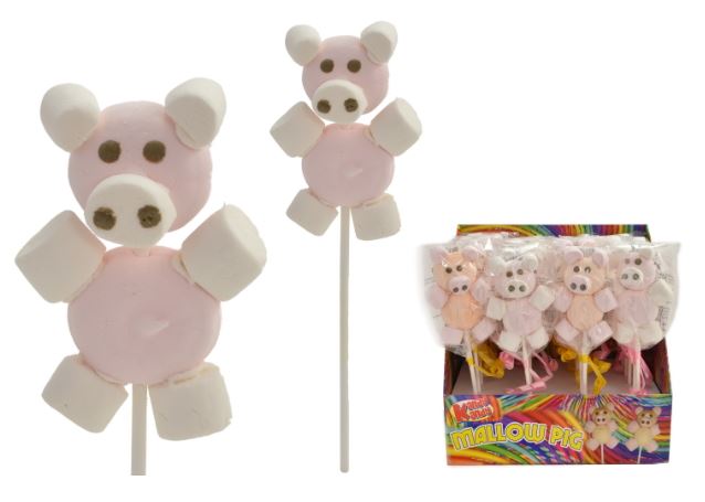 Marshmallow Pig In Display Box x 24 - Click Image to Close
