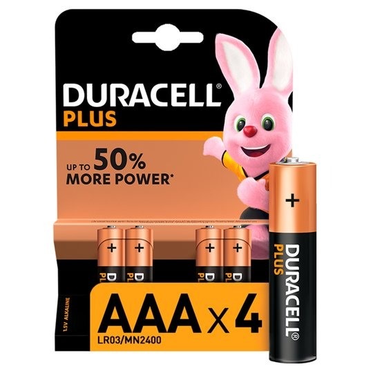 Duracell Plus AAA Batteries 4 Pack X 10 - Click Image to Close