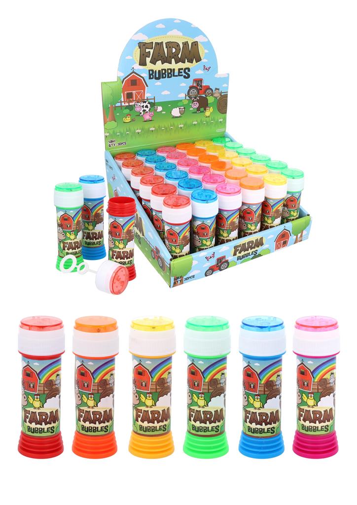 Farm Animal Bubble Tubs With Puzzle Maze Top 50ml X 36 - Click Image to Close