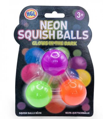 Neon Glow In The Dark Squeeze Squish Balls 3 Pack - Click Image to Close