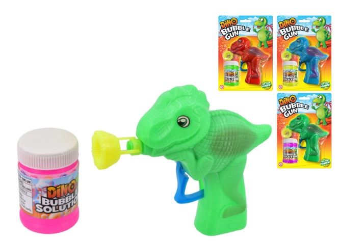 Dino Friction Bubble Gun 3 Colours On Blistercard - Click Image to Close