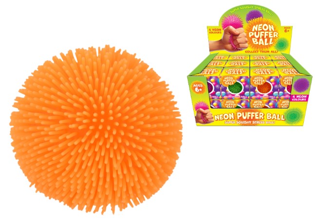 Neon 60mm Spikey Puffer Balls 4 Assorted Colours - Click Image to Close