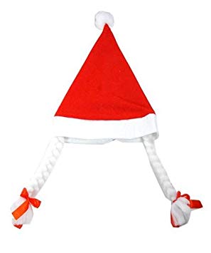 Felt Santa Hat With Pigtails - Click Image to Close