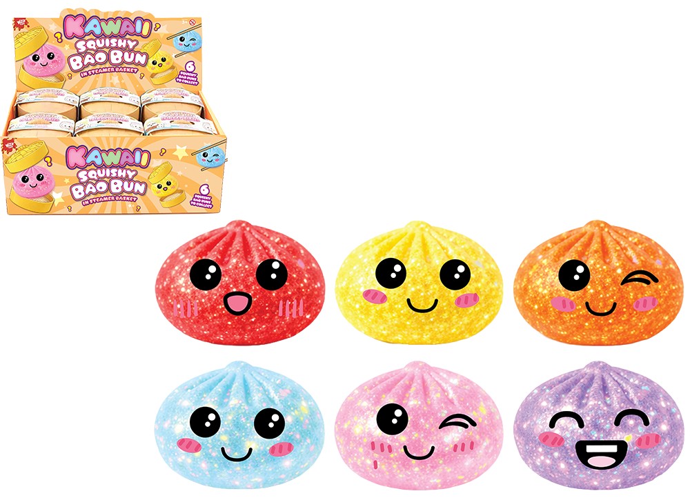 * Pre-Order * Glitter Squishy Bao Dumpling In Basket 5.5cm