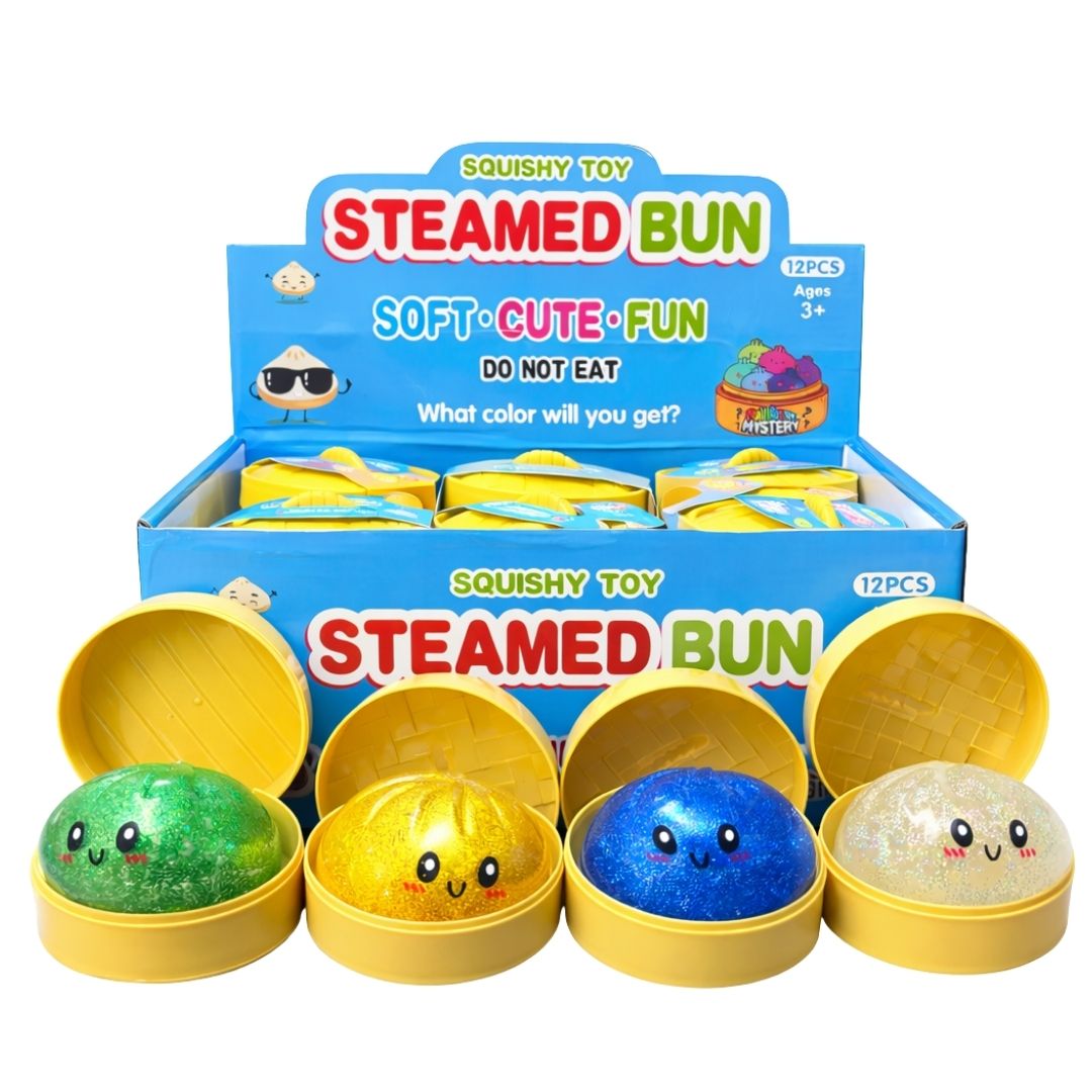 Squishy Glitter Bao Dumpling In Steamer Basket 8.5cm