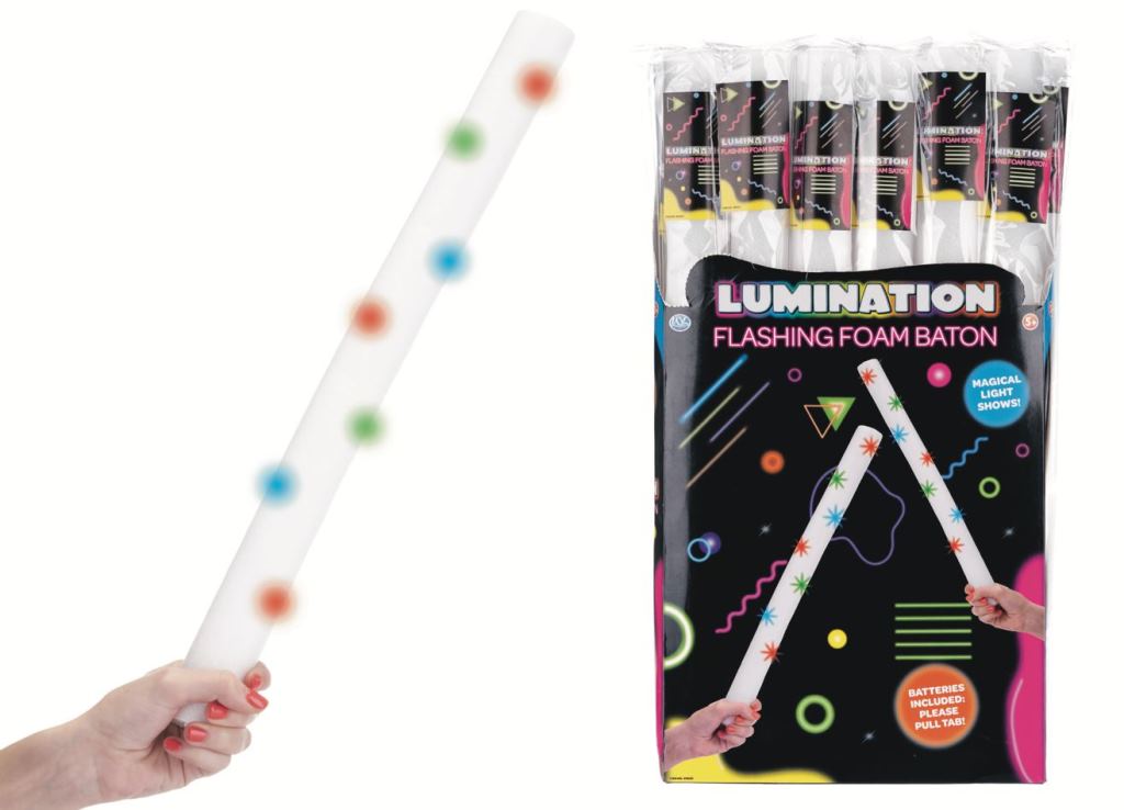Multi Colour 47cm LED Foam Glow Sticks Baton With Batteries