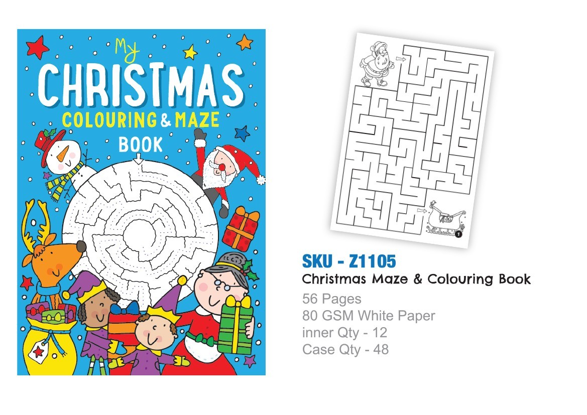 Christmas Maze & Colouring Book (ZERO VAT)