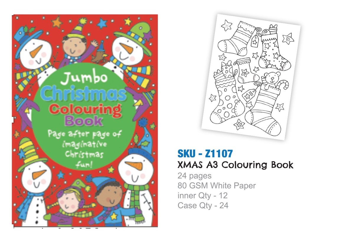 Jumbo Christmas A3 Colouring Book (24 pages)